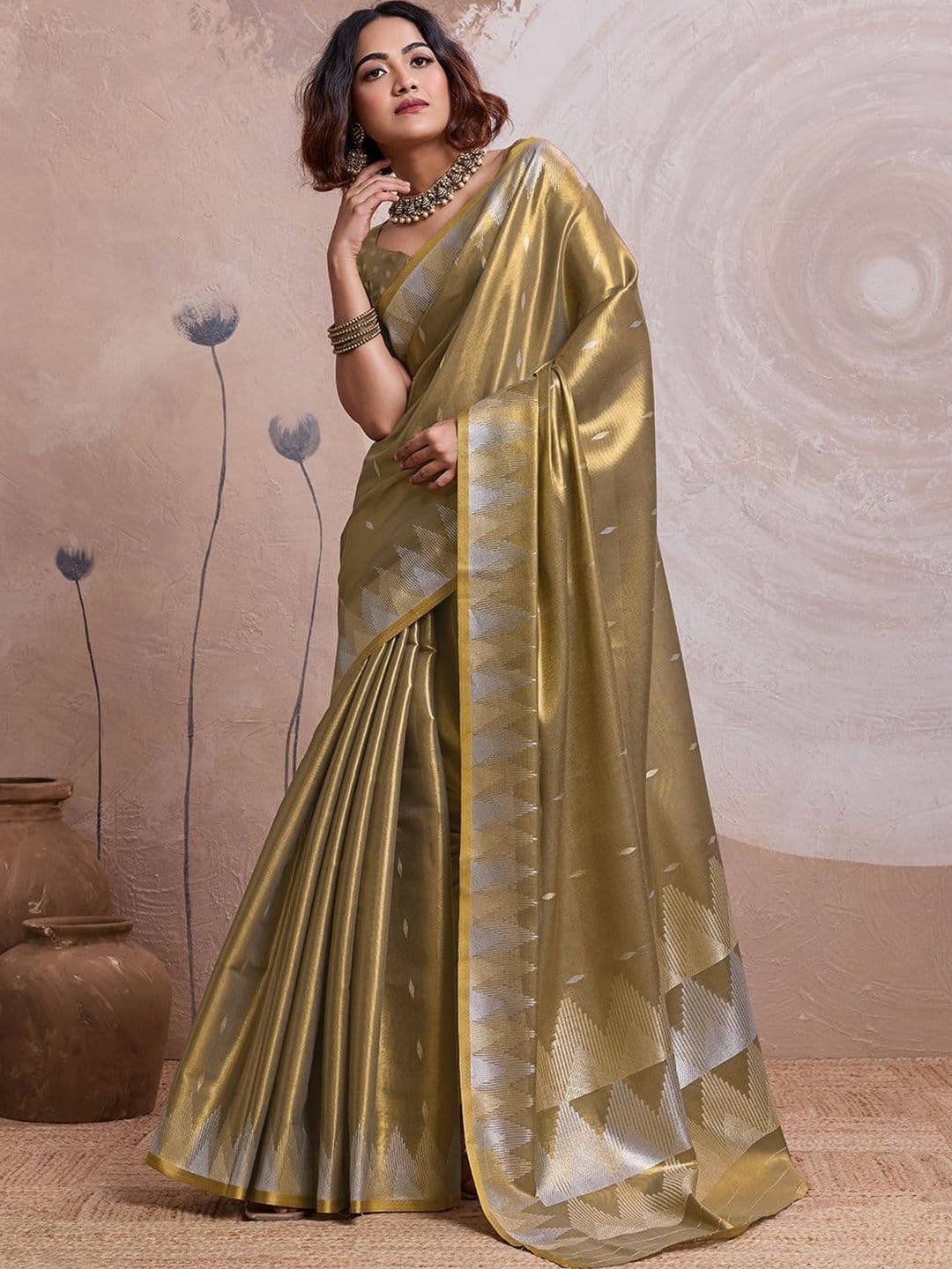 Dhaaga Ghar Zari Tissue Handloom Banarasi Saree - view 1