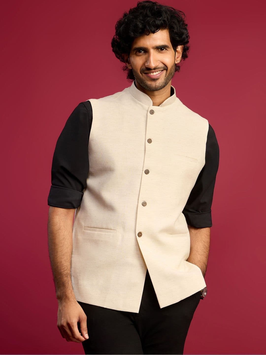 VASTRAMAY Cotton Nehru Jacket - view 1