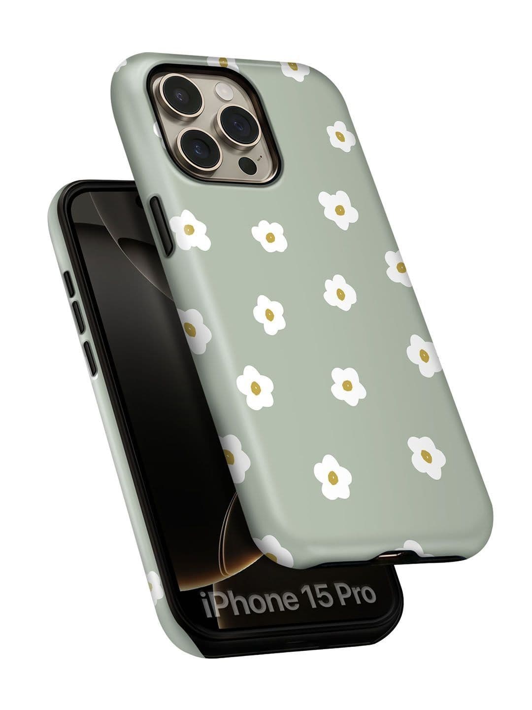 QRIOH Floral Printed iPhone 15 Pro Back Case Mobile Accessories