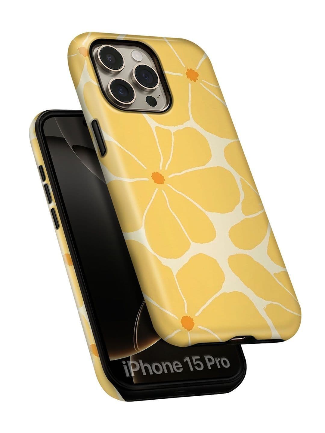 QRIOH Floral Printed iPhone 15 Pro Back Case Mobile Accessories