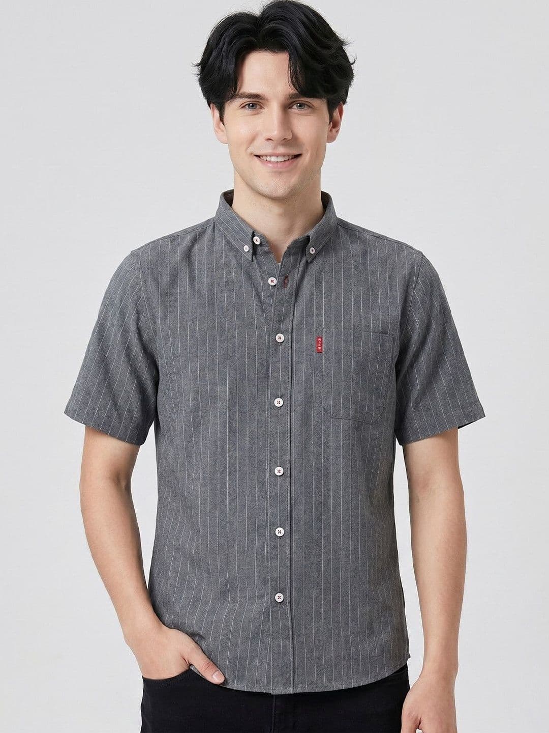 Suo Men Striped Casual Shirt - view 1