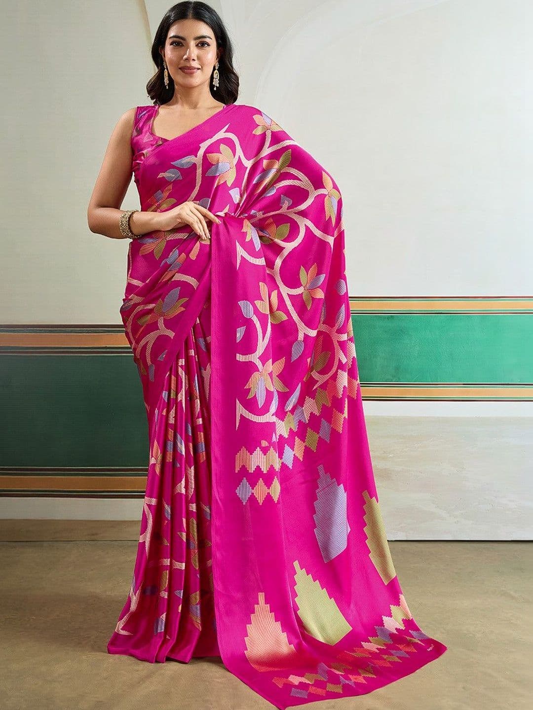 KARAGIRI Ethnic Motifs Silk Blend Saree - view 1