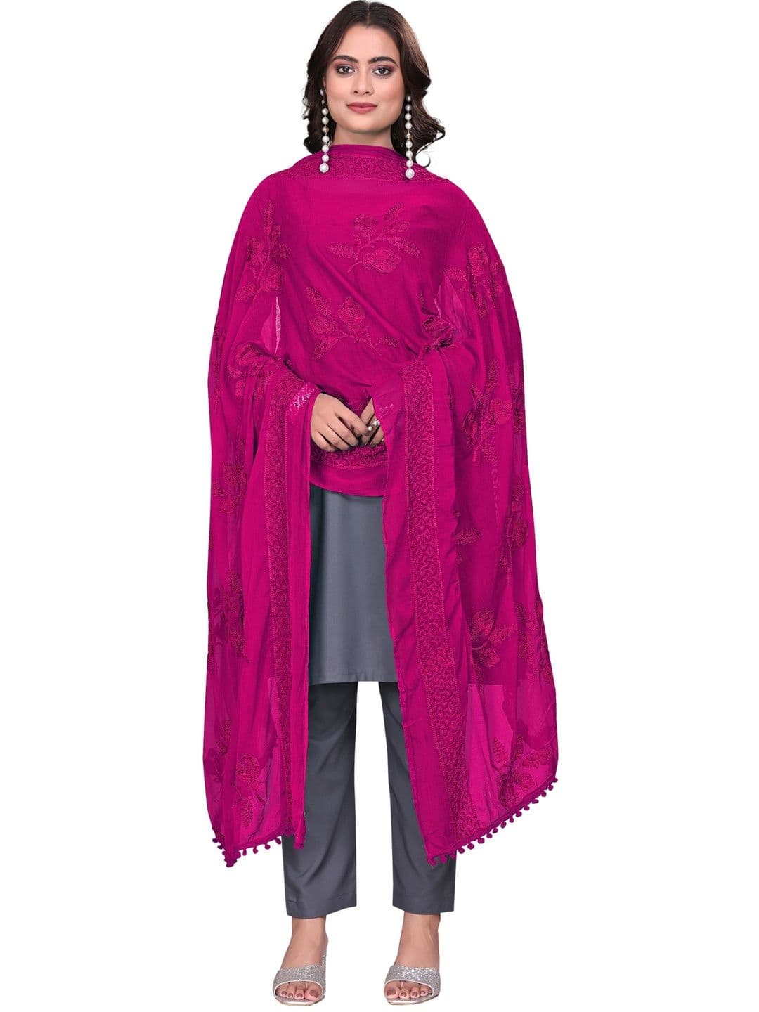 KALINI Embroidered Dupatta with Thread Work - view 1