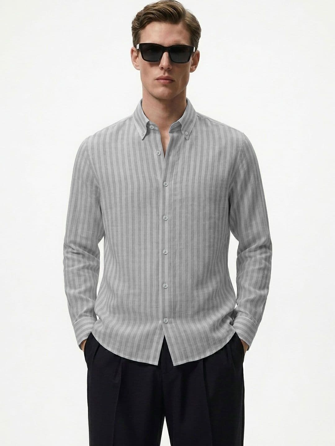MISCHIEF MONKEY Men Classic Striped Casual Shirt - view 1