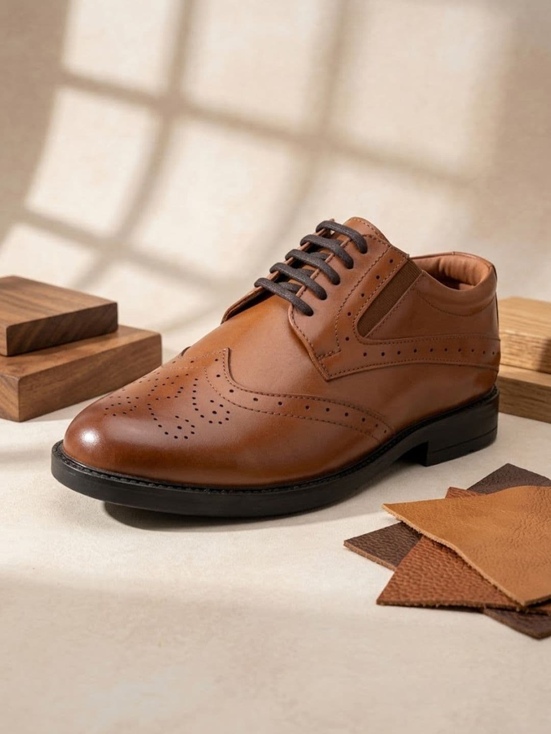 House of Pataudi Men Leather Round Toe Lace-Ups Formal Oxfords - view 1