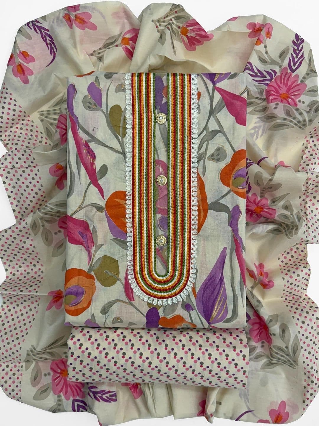 CLEMIRA Printed Pure Cotton Unstitched Dress Material - view 1