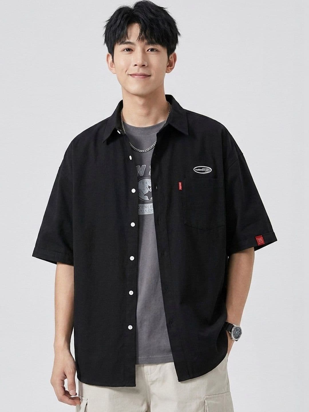 Suo Men Spread Collar Casual Shirt - view 1