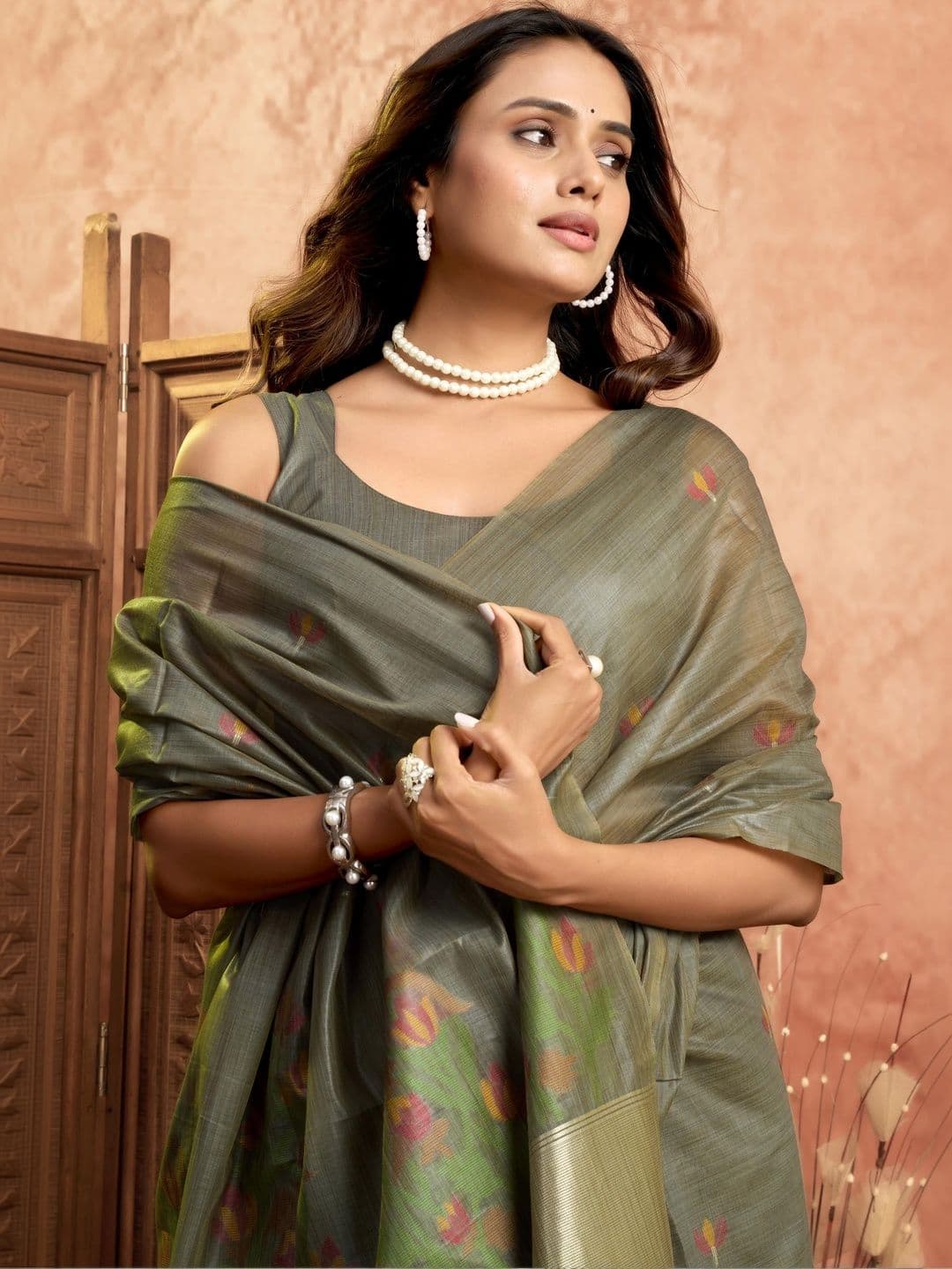 Sangria Floral Designer Saree - view 1