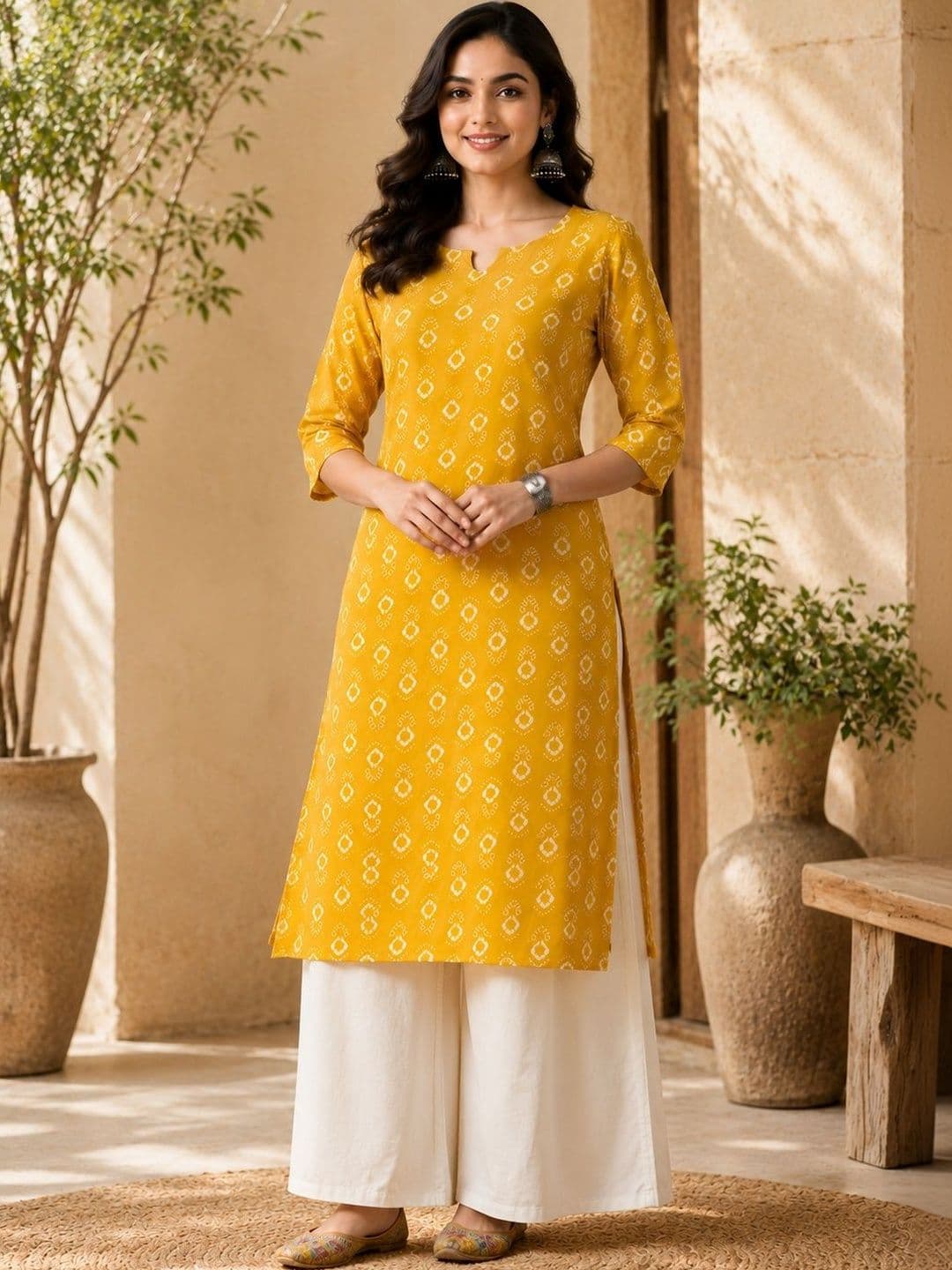 METAFAB Women Embellished Notch Neck Kurta - view 1