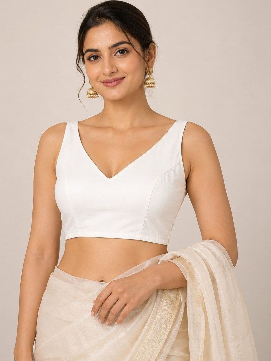 Leela Fashion Silk Blend Solid Saree Blouse - view 1