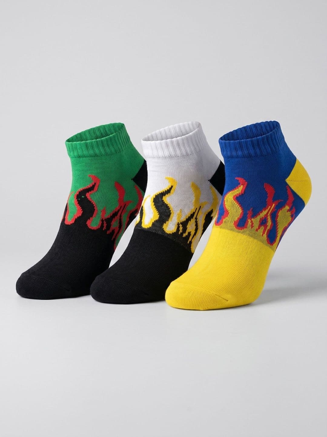Moda Rapido Men Pack of 3 Cotton Blend Patterned Ankle Length Socks - view 1