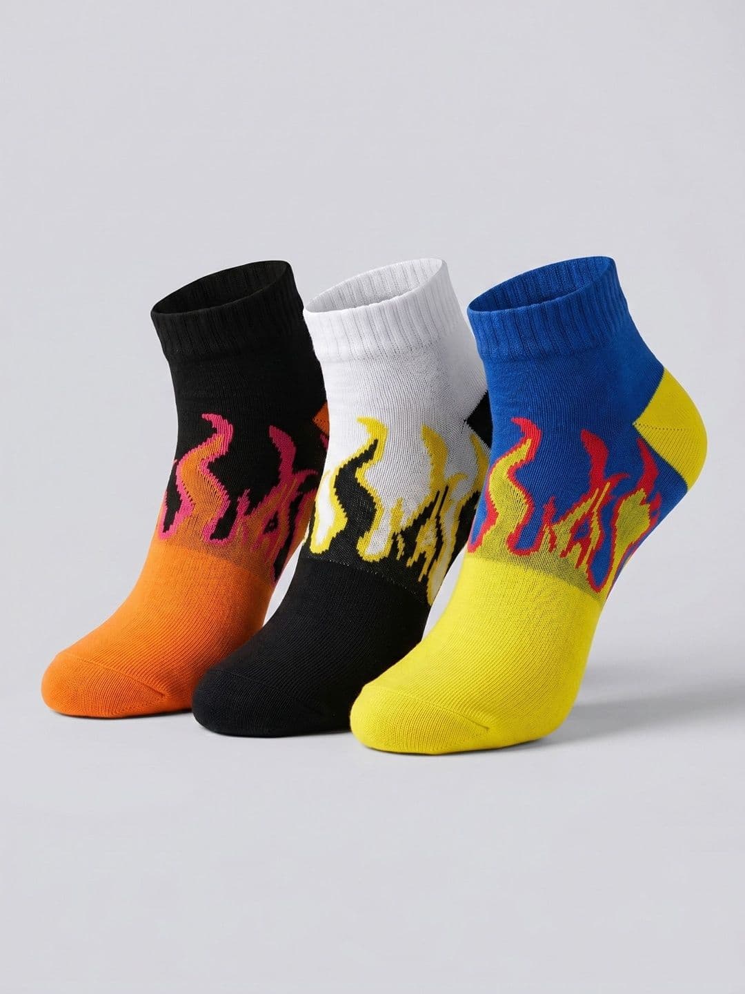 Moda Rapido Men Pack of 3 Cotton Blend Patterned Ankle Length Socks - view 1