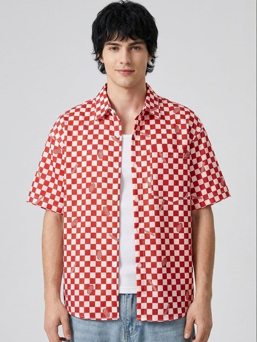 Suo Men Gingham Checks Checked Casual Shirt - view 1