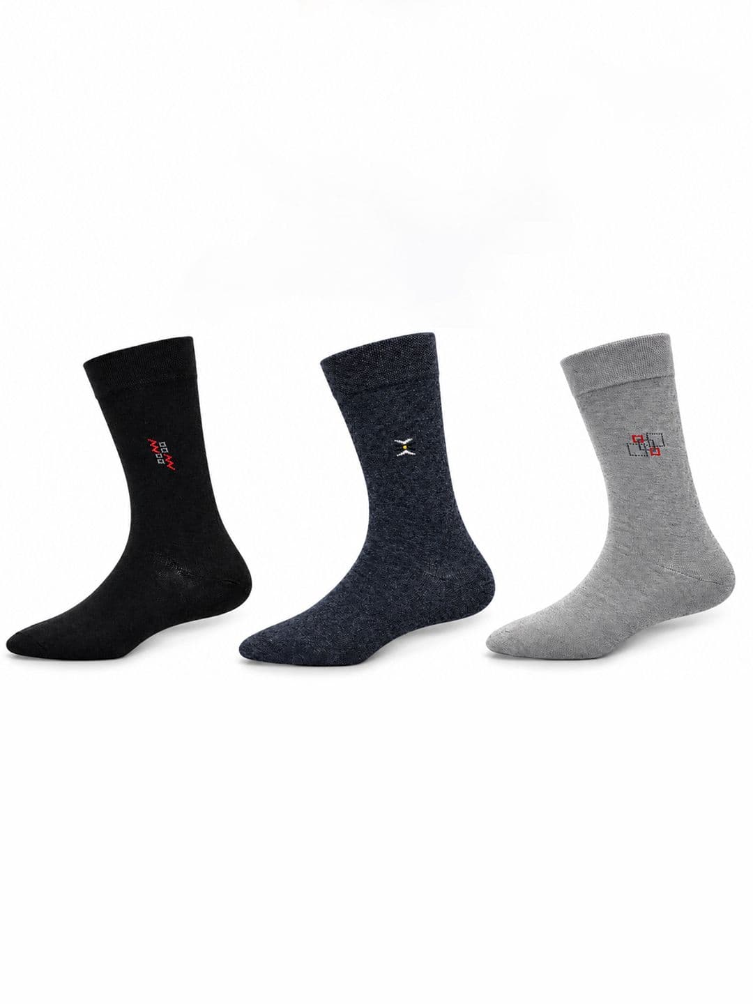young arrow Men Pack of 3 Cotton Assorted Patterned Calf Length Socks - view 1