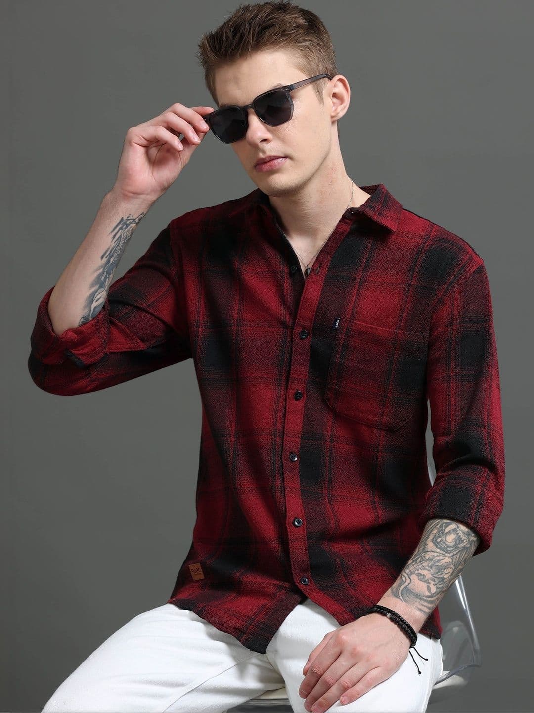 Rope Men Classic Slim Fit Checked Casual Shirt - view 1