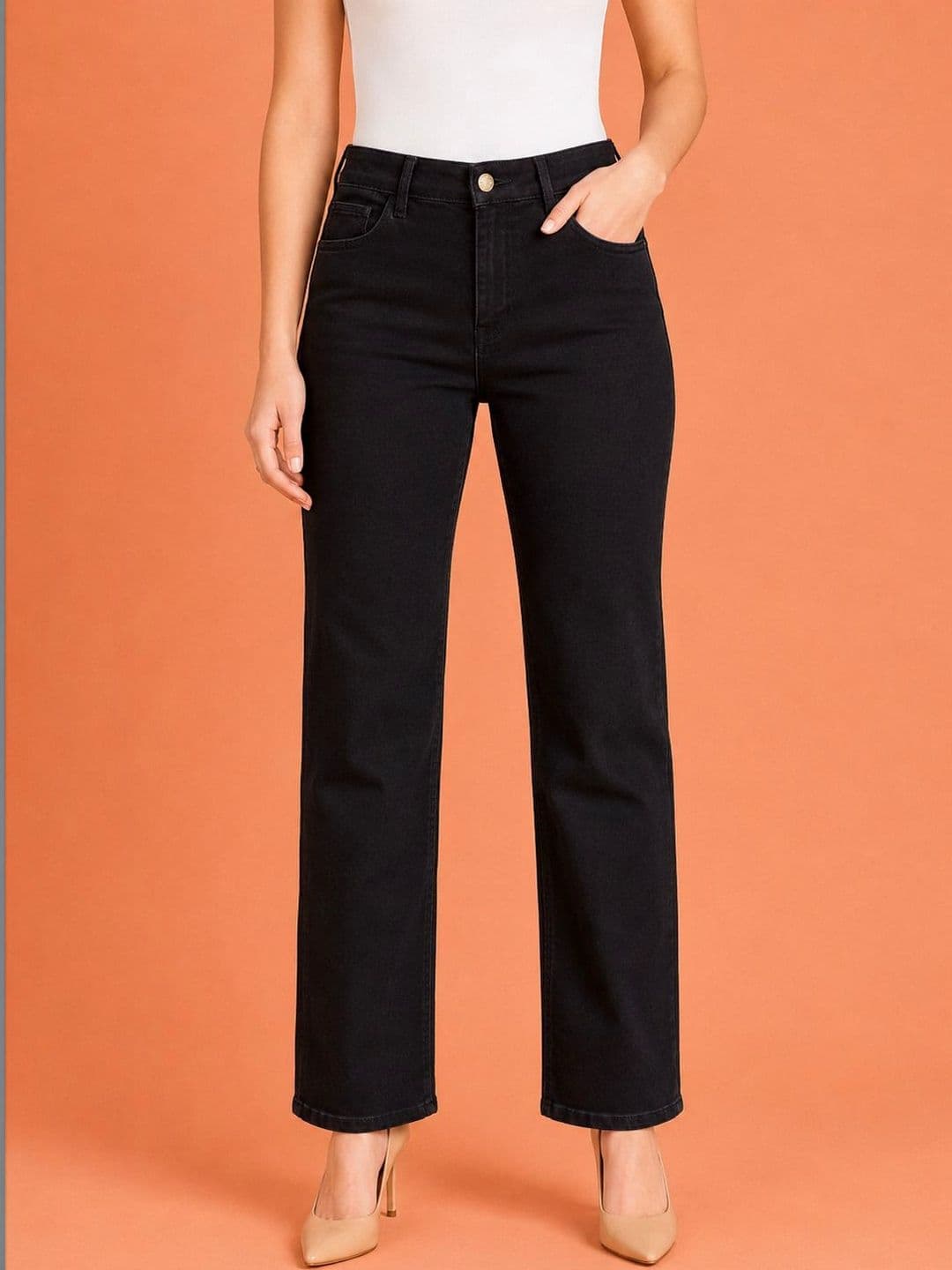 Yunic29 Women Comfort Straight Fit High-Rise Jeans - view 1