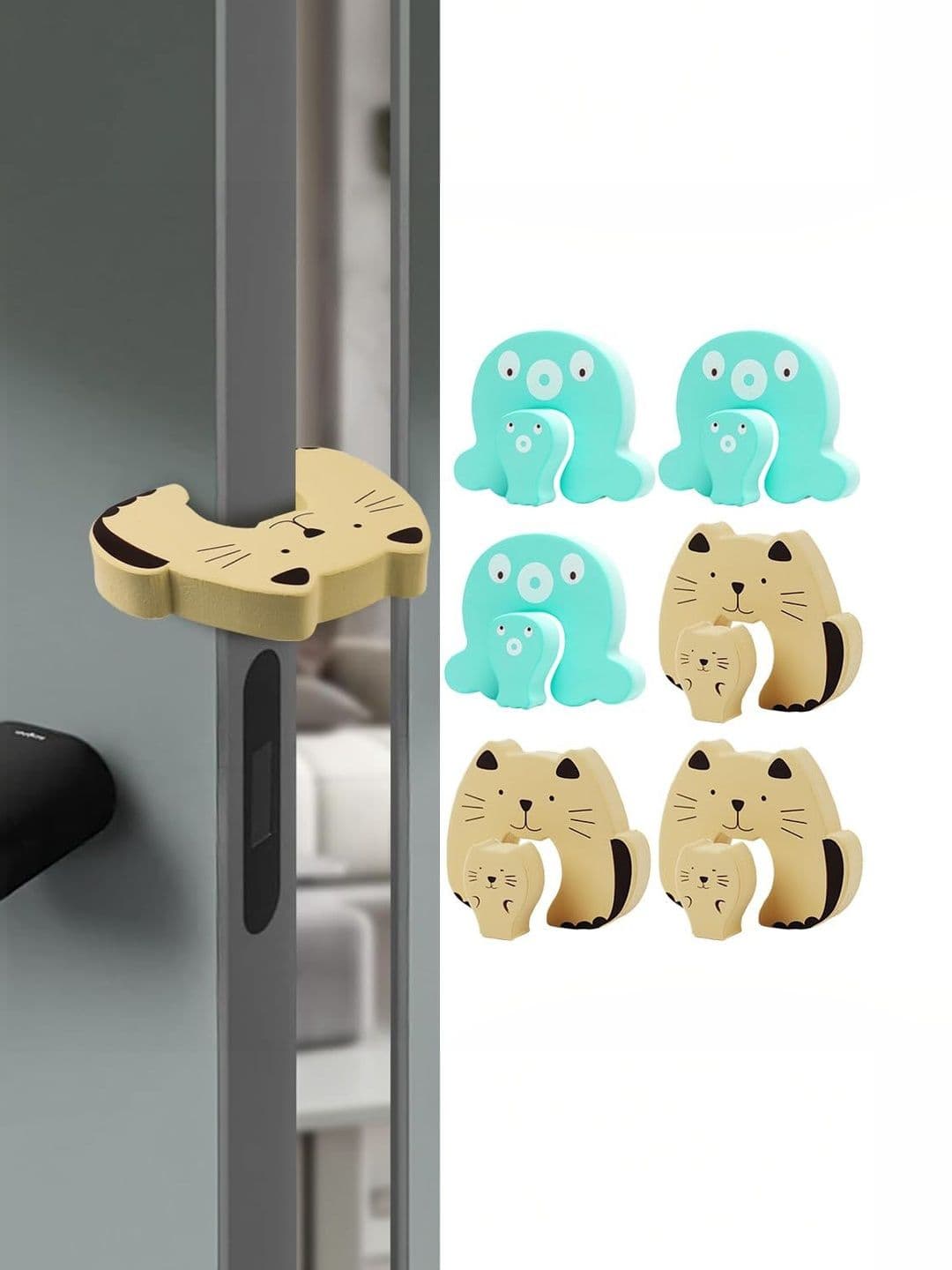PATPAT Multicoloured & Beige 6 piece Textured Rubber Bathroom Accessories - view 1
