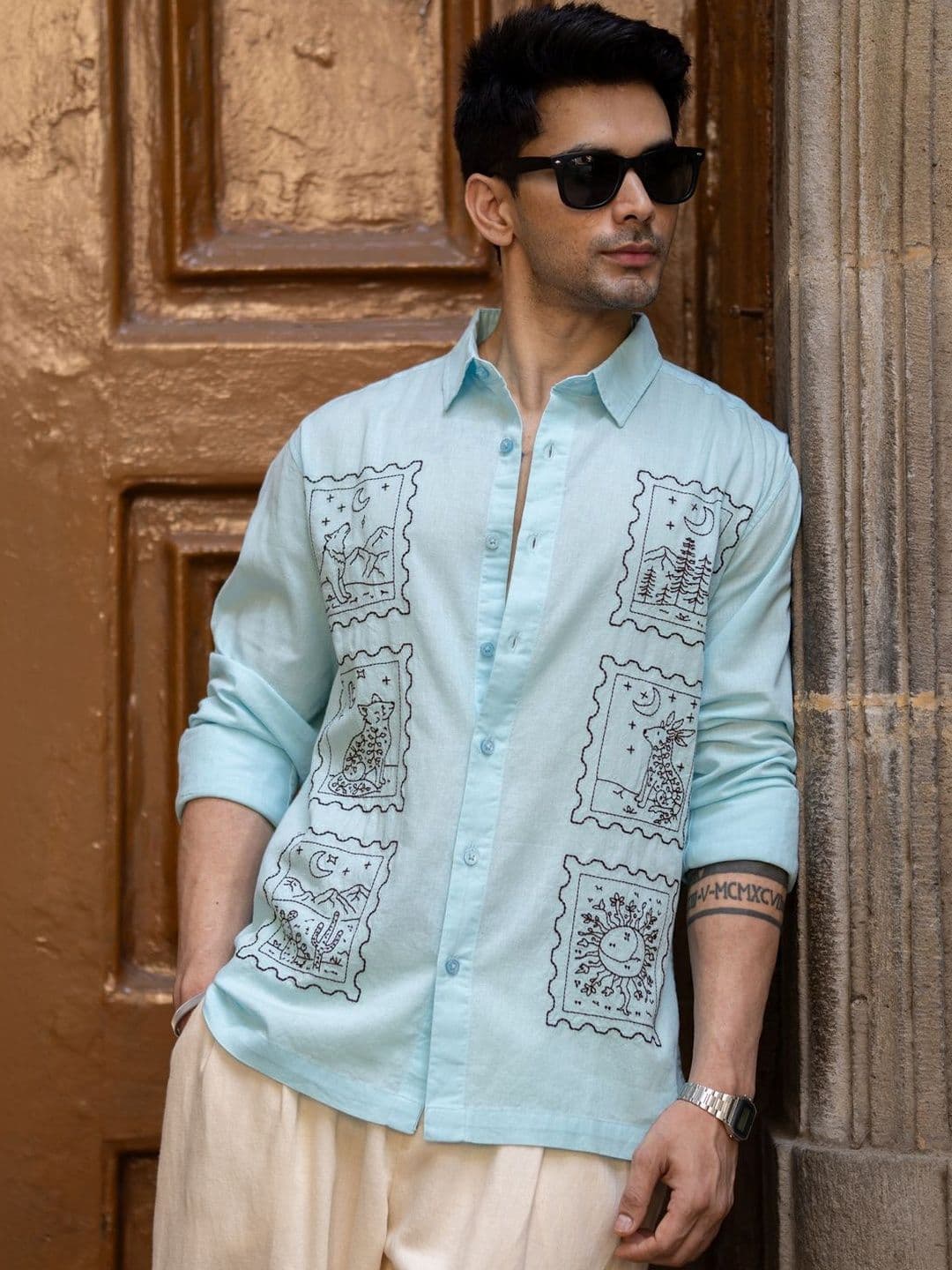 Powerlook Men Embroidered Spread Collar Cotton Casual Shirt - view 1