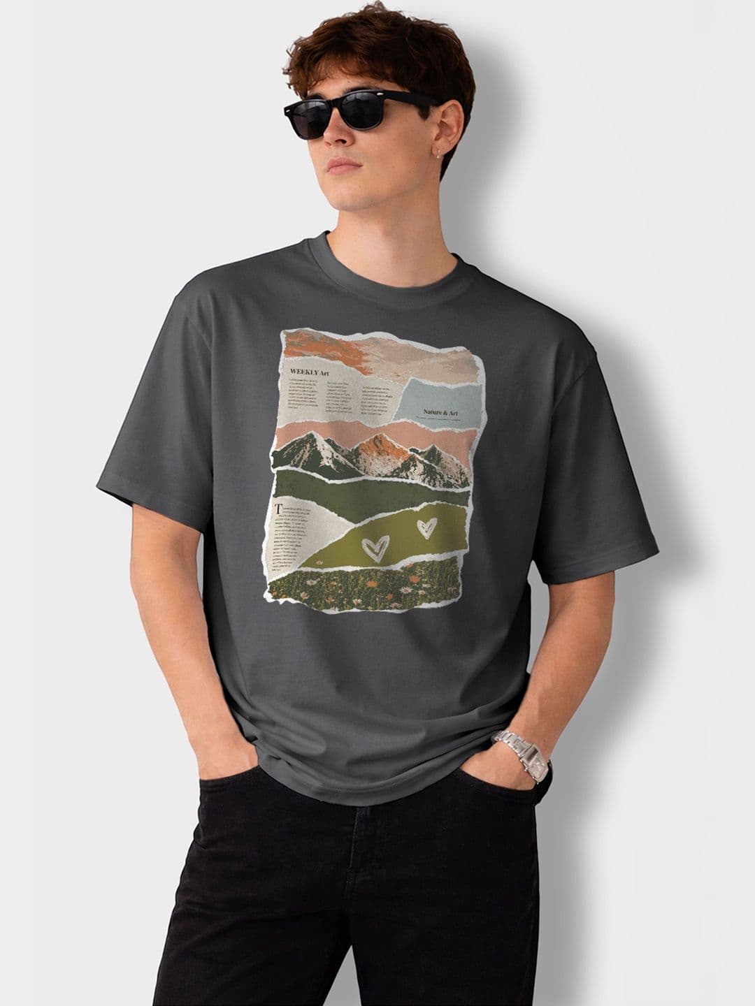 The Roadster Lifestyle Co Printed Cotton Round Neck Oversized Tshirts - view 1