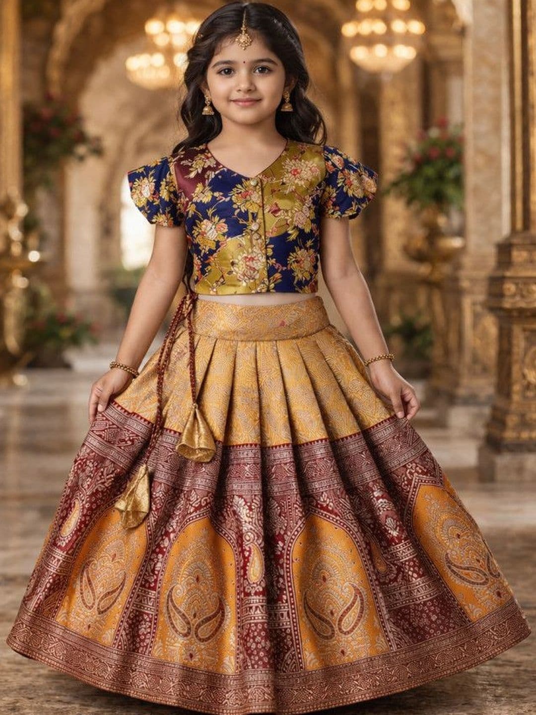 amzira Girls Embroidered Ready to Wear Lehenga & - view 1