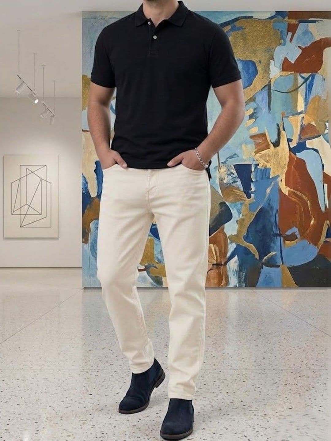FEBRi Men Mid-Rise Applique Jeans - view 1