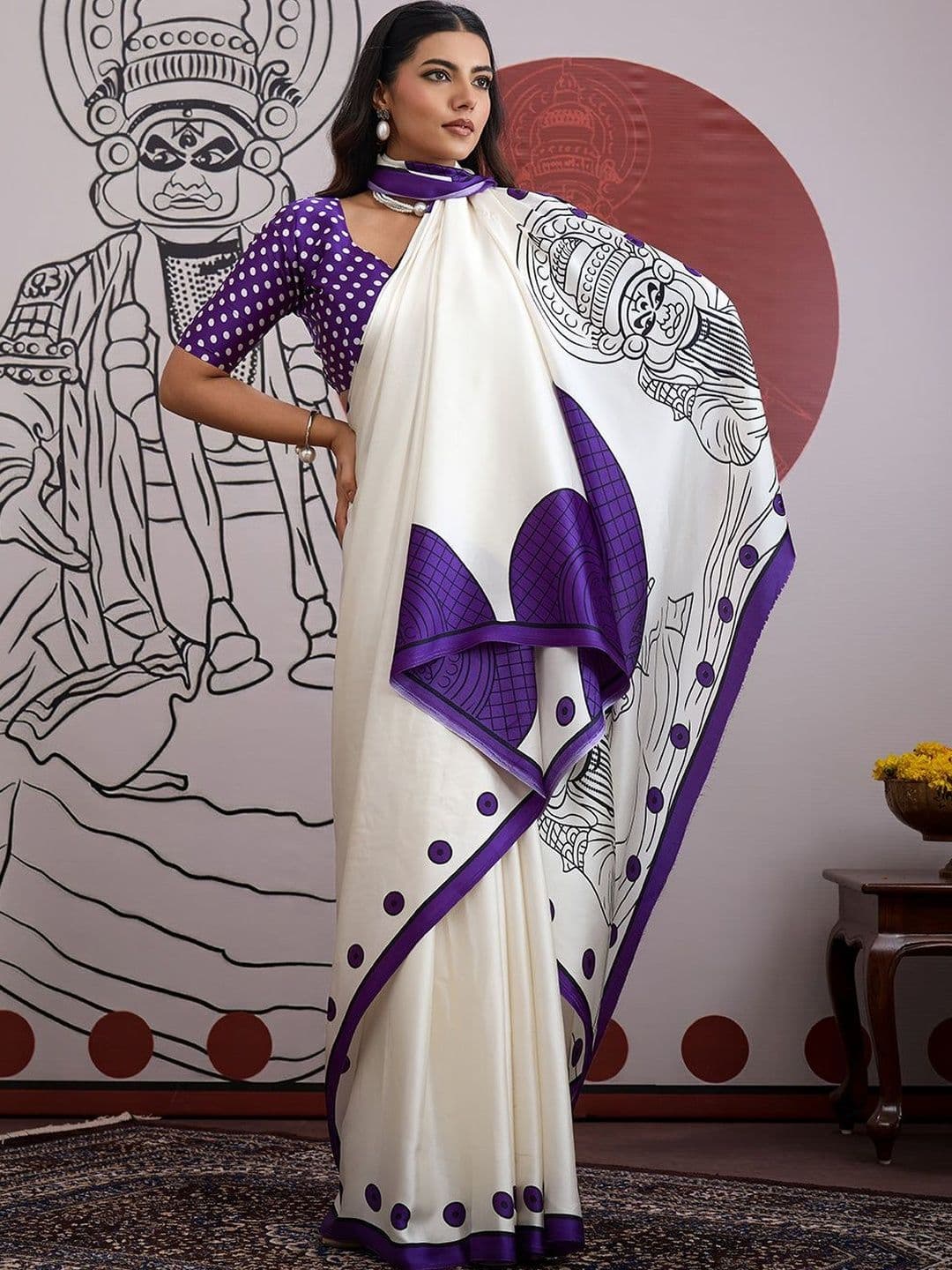 KARAGIRI Polka Dot Silk Blend Saree - view 1
