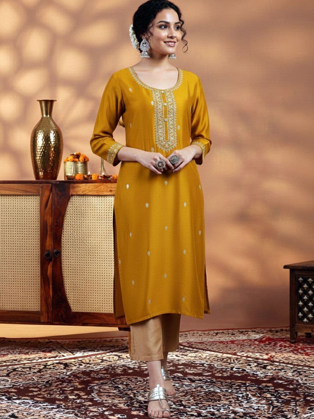 FORKEY Women Embellished Thread Work Kurta - view 1