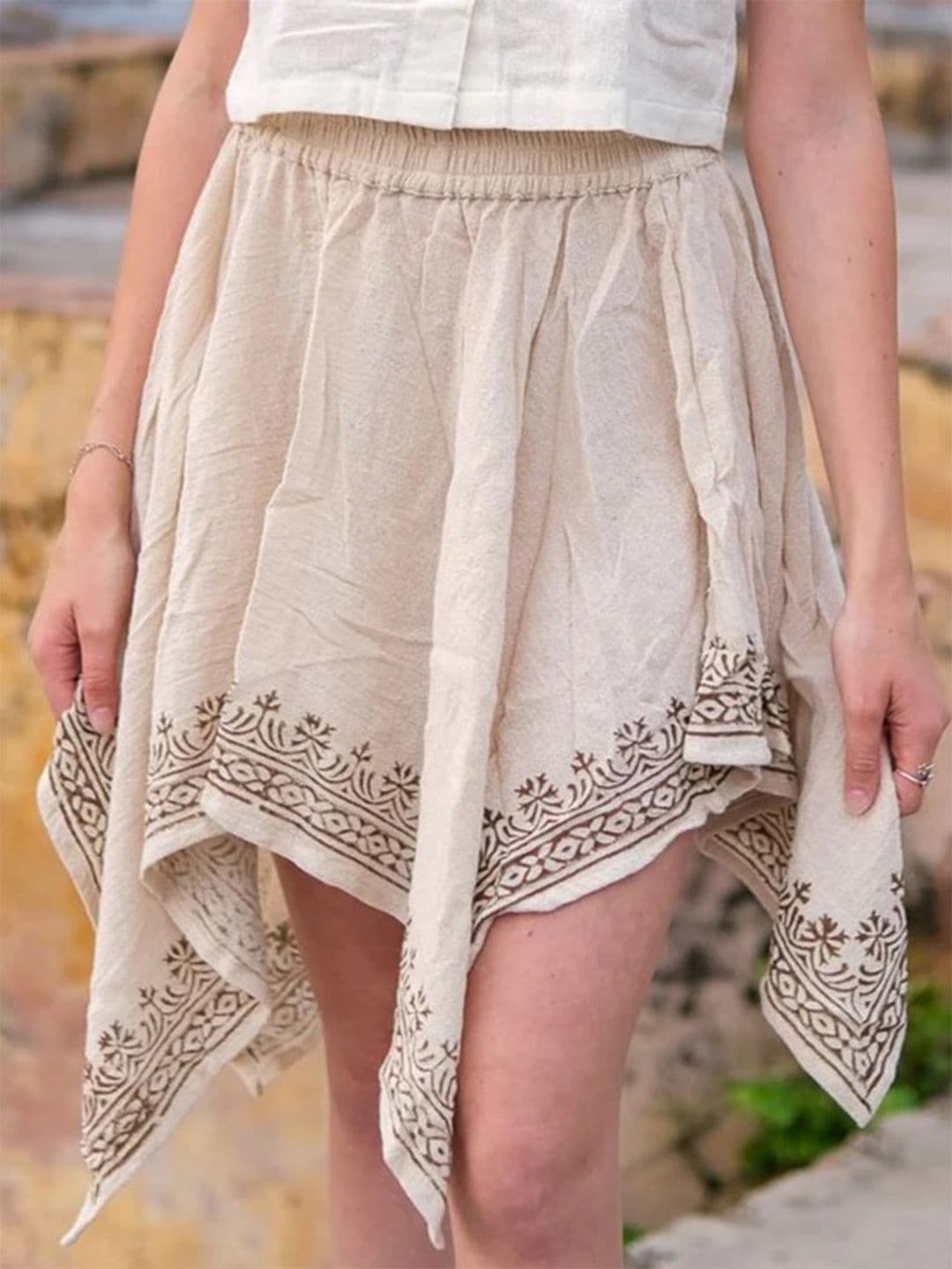 CRYSTAL HEAL Women Cotton Cambric Paisley Mini A-Line Skirt - view 1