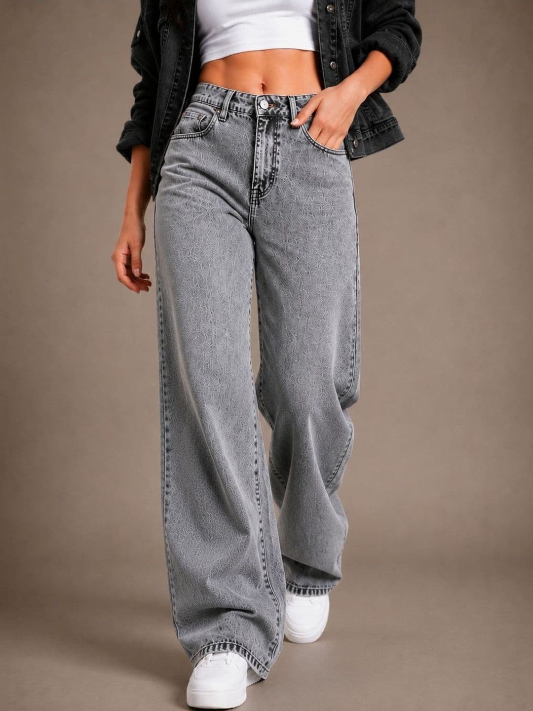 glitchez Women Comfort Wide Leg High-Rise Light Fade Acid Wash Stretchable Jeans - view 1