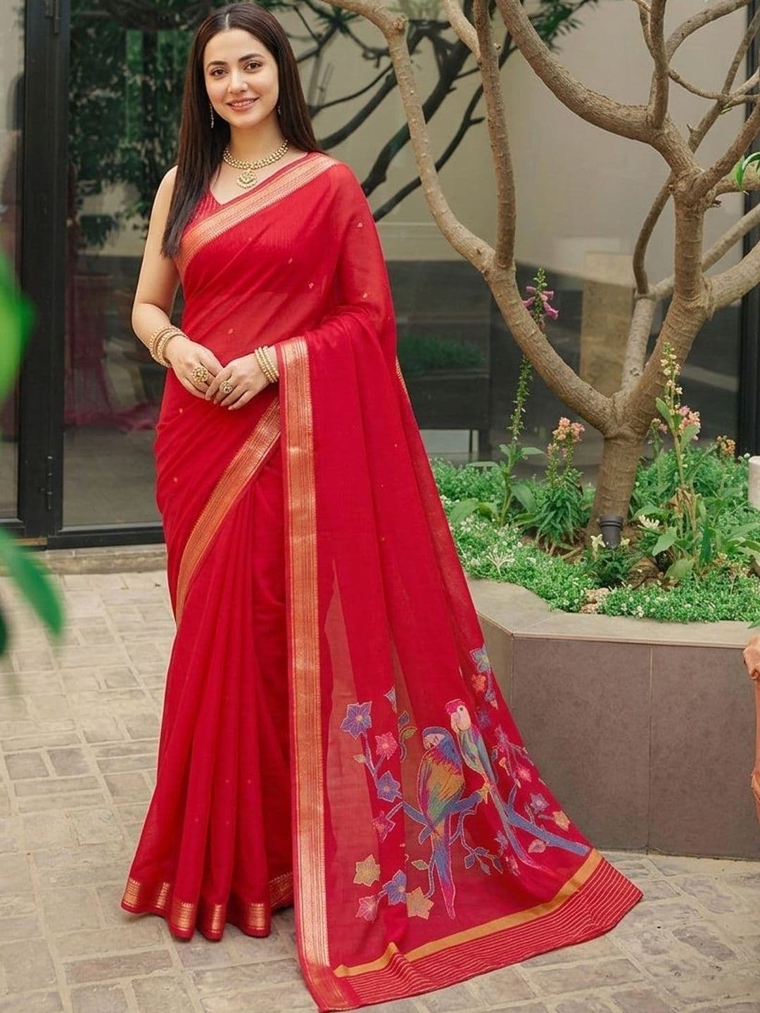 Sangria Ethnic Motifs Zari Pure Chiffon Designer Saree - view 1