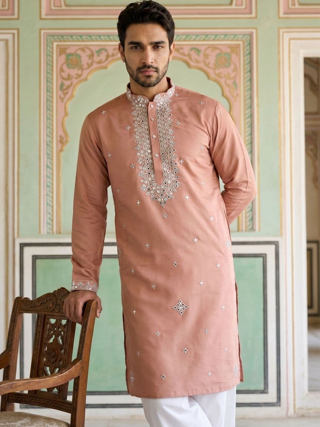 Jompers Men Embellished Mirror Work Kurta - view 1