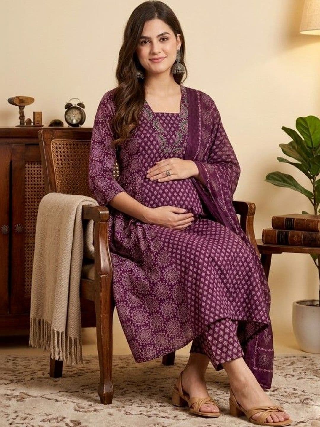 SKY FAB Women Ethnic Motifs Printed Empire Thread Work Kurta with Trousers & With Dupatta - view 1