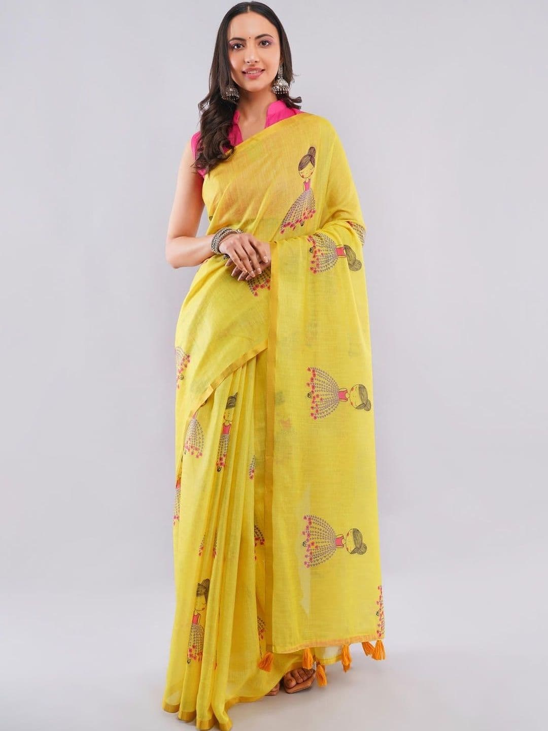 SAMANTHA Ethnic Motifs Zari Linen Blend Saree - view 1