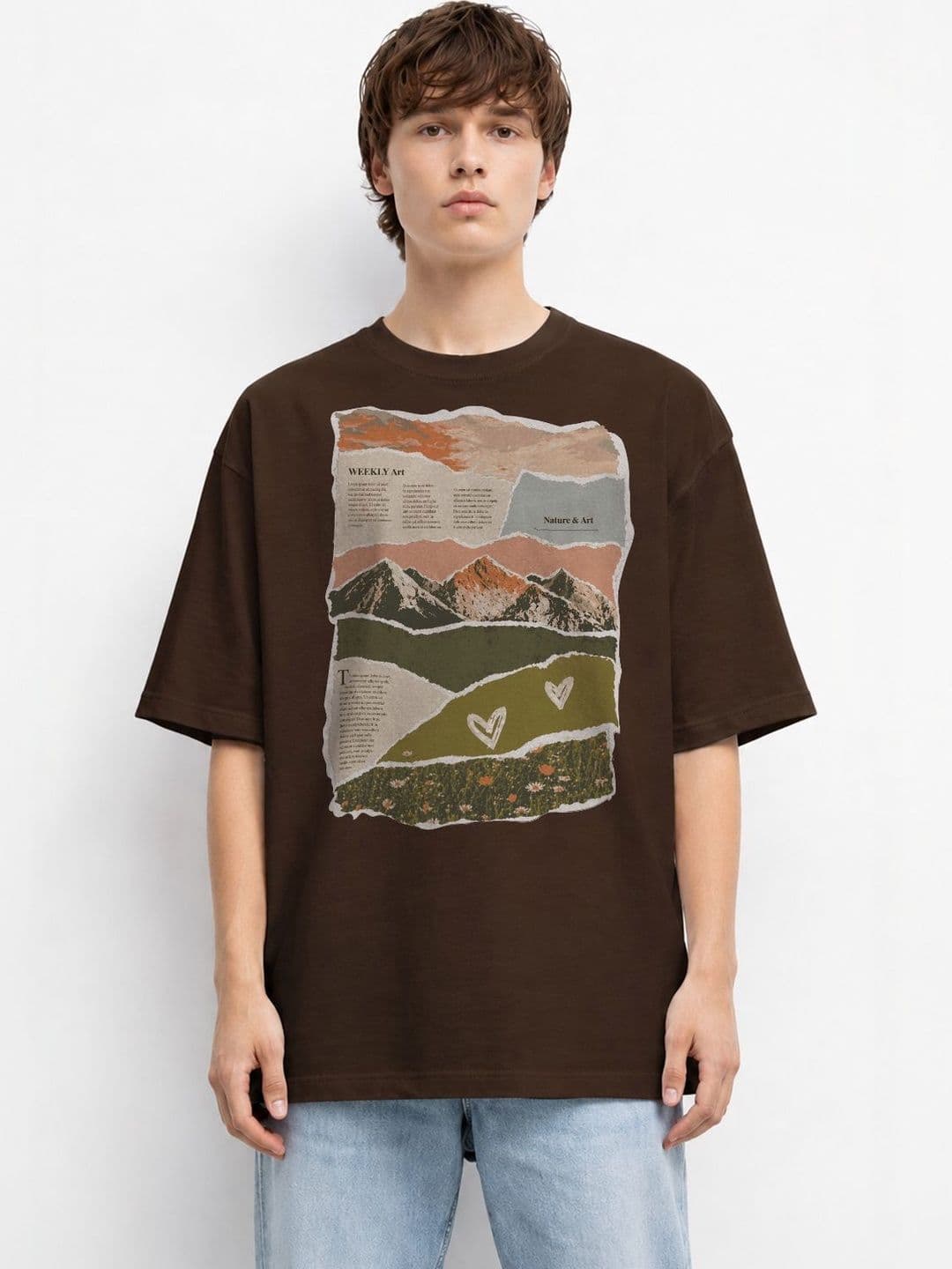 The Roadster Lifestyle Co Printed Cotton Round Neck Oversized Tshirts - view 1