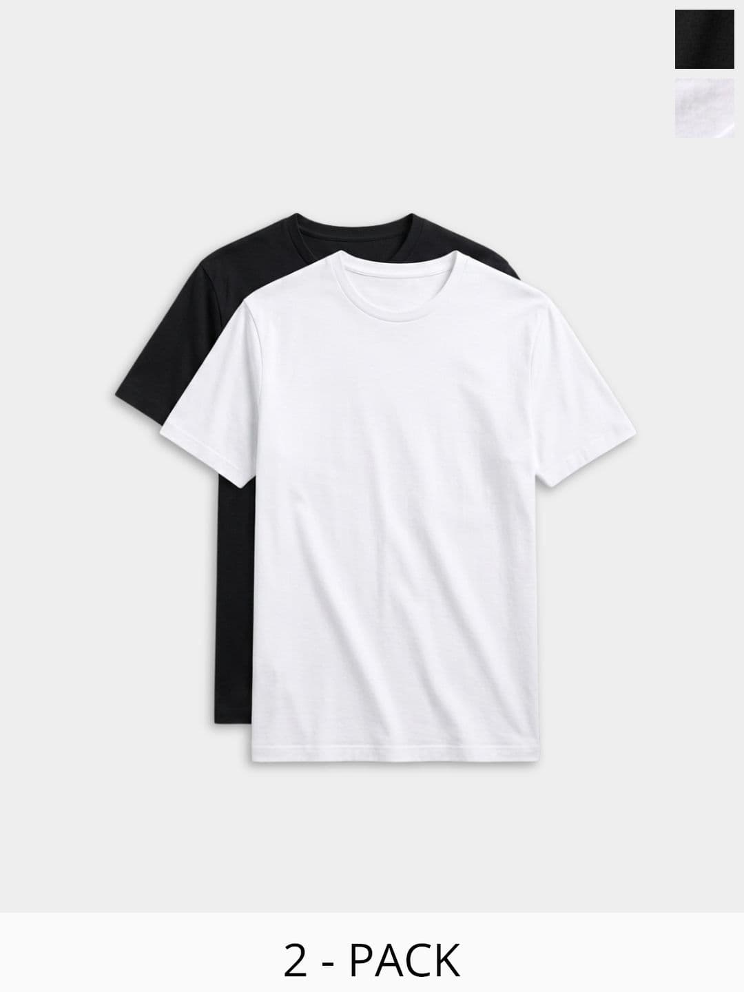 Rigo Mens Pack of 2 Black And White Solid Cotton Round Neck Relaxed Fit T-Shirts - view 1