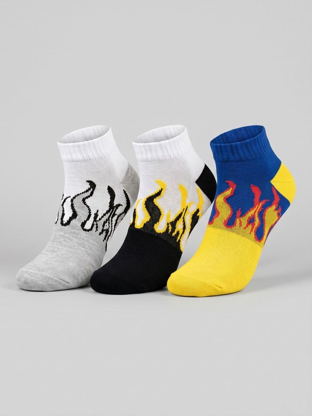 Moda Rapido Men Pack of 3 Cotton Blend Patterned Ankle Length Socks - view 1