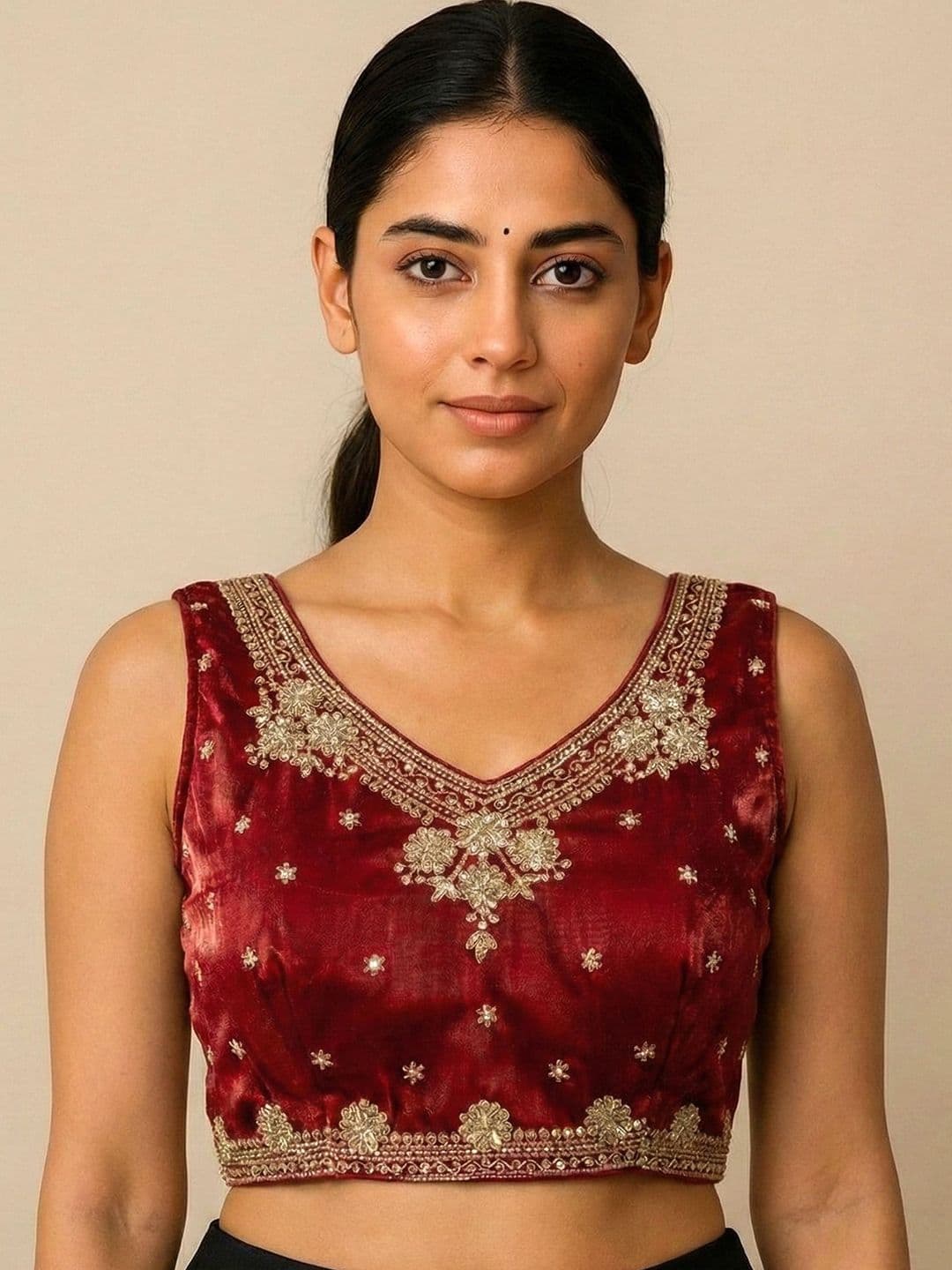 Leela Fashion Embroidered Zari Saree Blouse - view 1