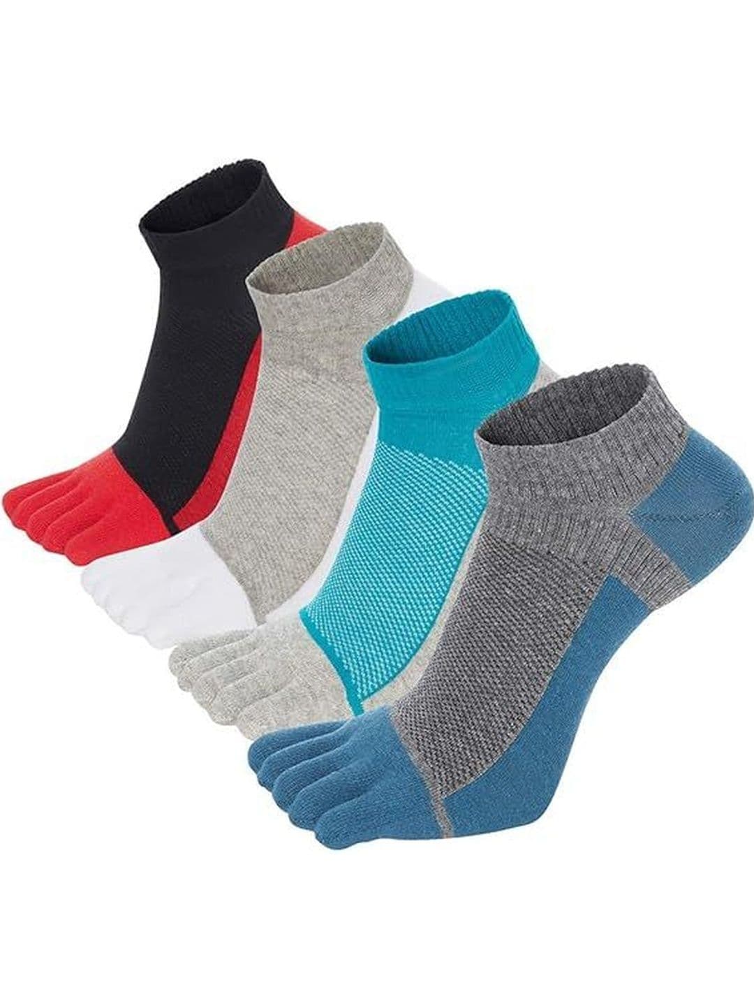 LORITTA Men Pack of 4 Cotton Colourblocked Ankle Length Socks - view 1