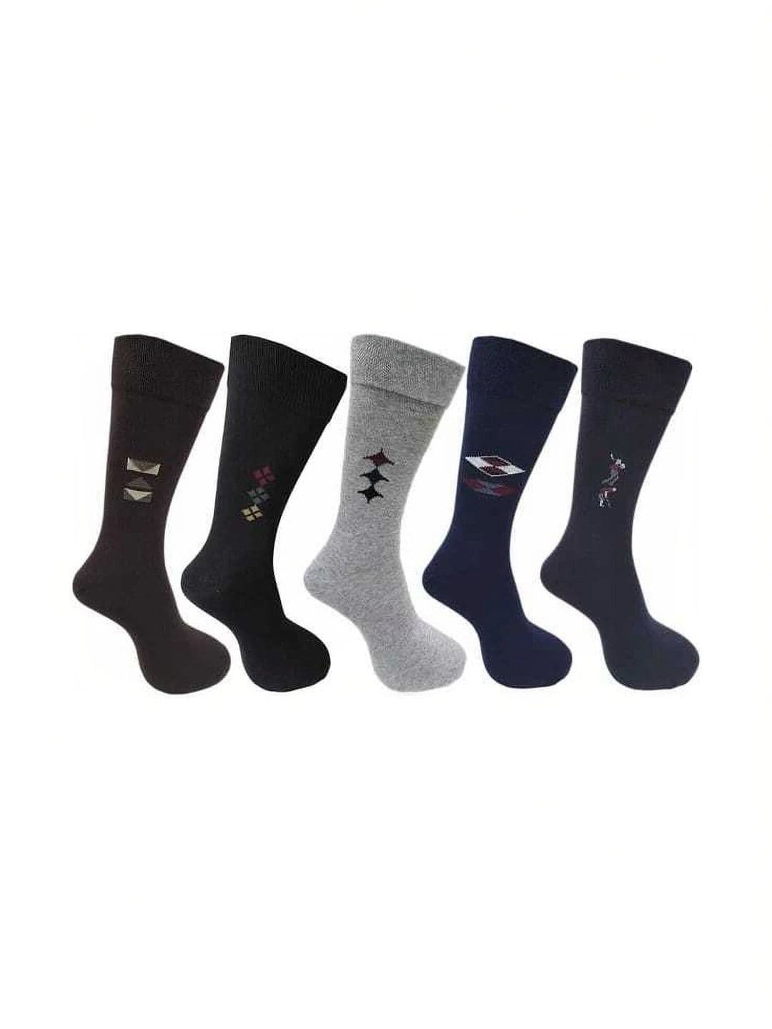 GARUN Men Pack of 5 Cotton Patterned Calf Length Socks - view 1