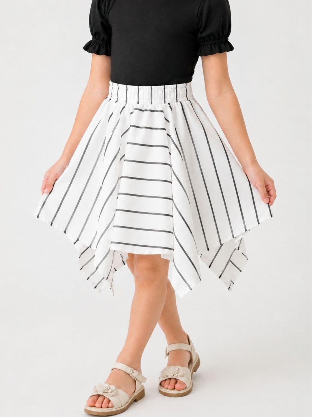 TASHVIKA'S Girls Striped Above Knee A-Line Skirt - view 1