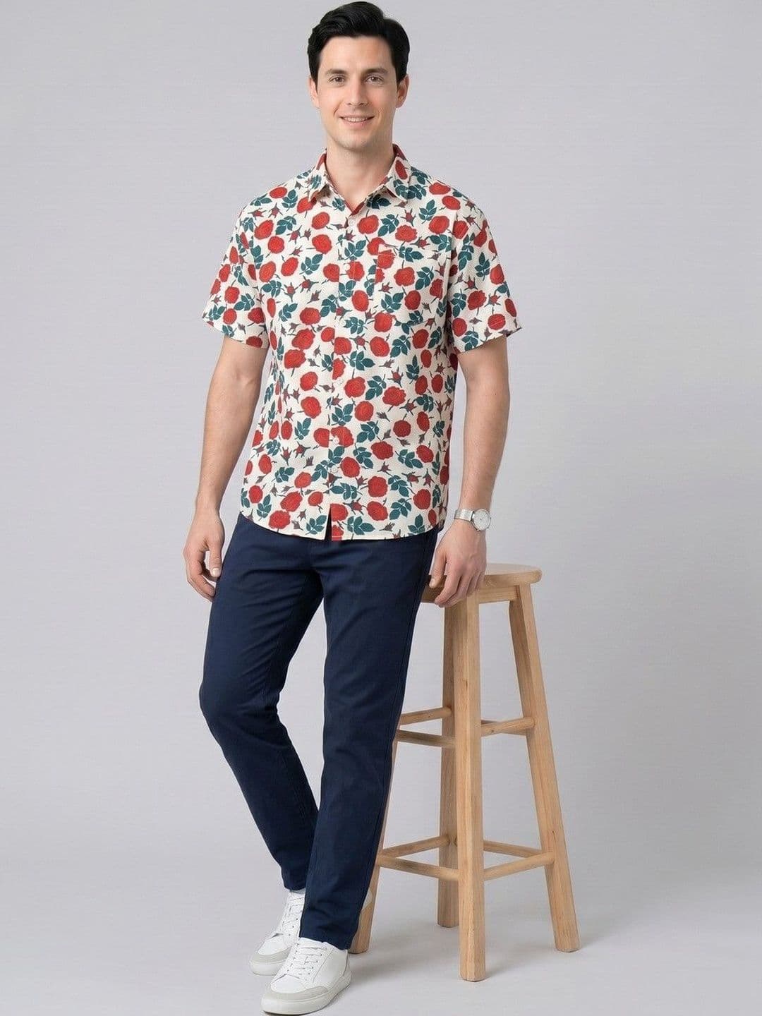 Suo Men Floral Printed Casual Shirt - view 1