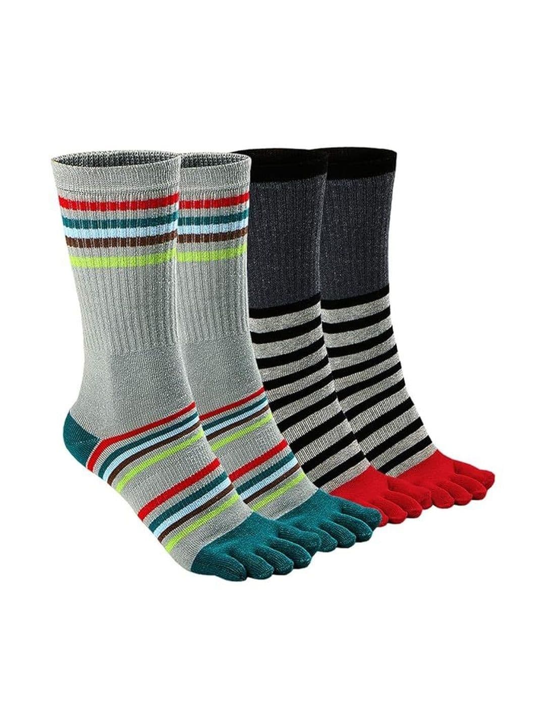 LORITTA Men Pack of 2 Cotton Striped Calf Length Socks - view 1