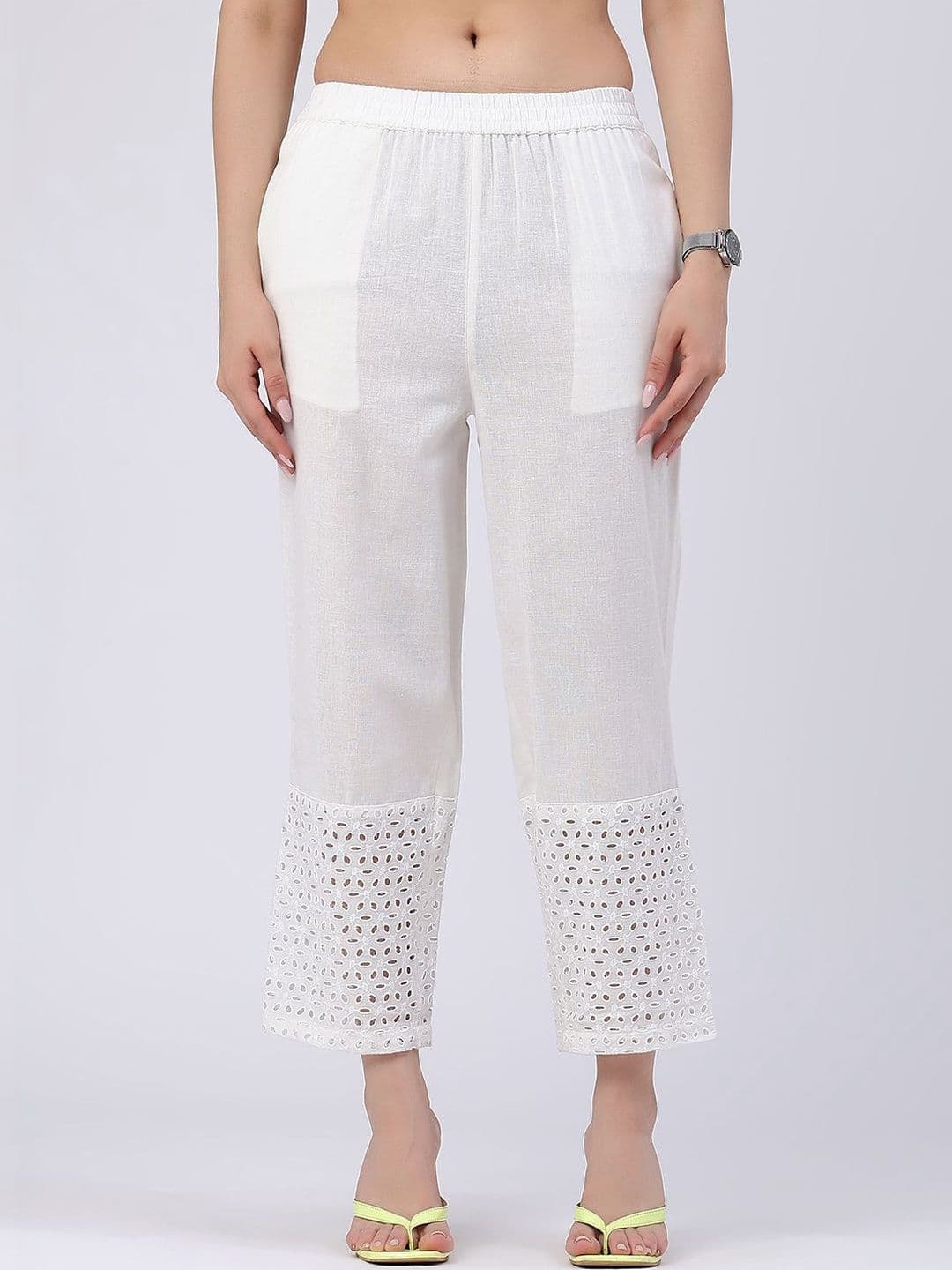 LIMEROAD Women Embroidered Cropped Ethnic Palazzos - view 1