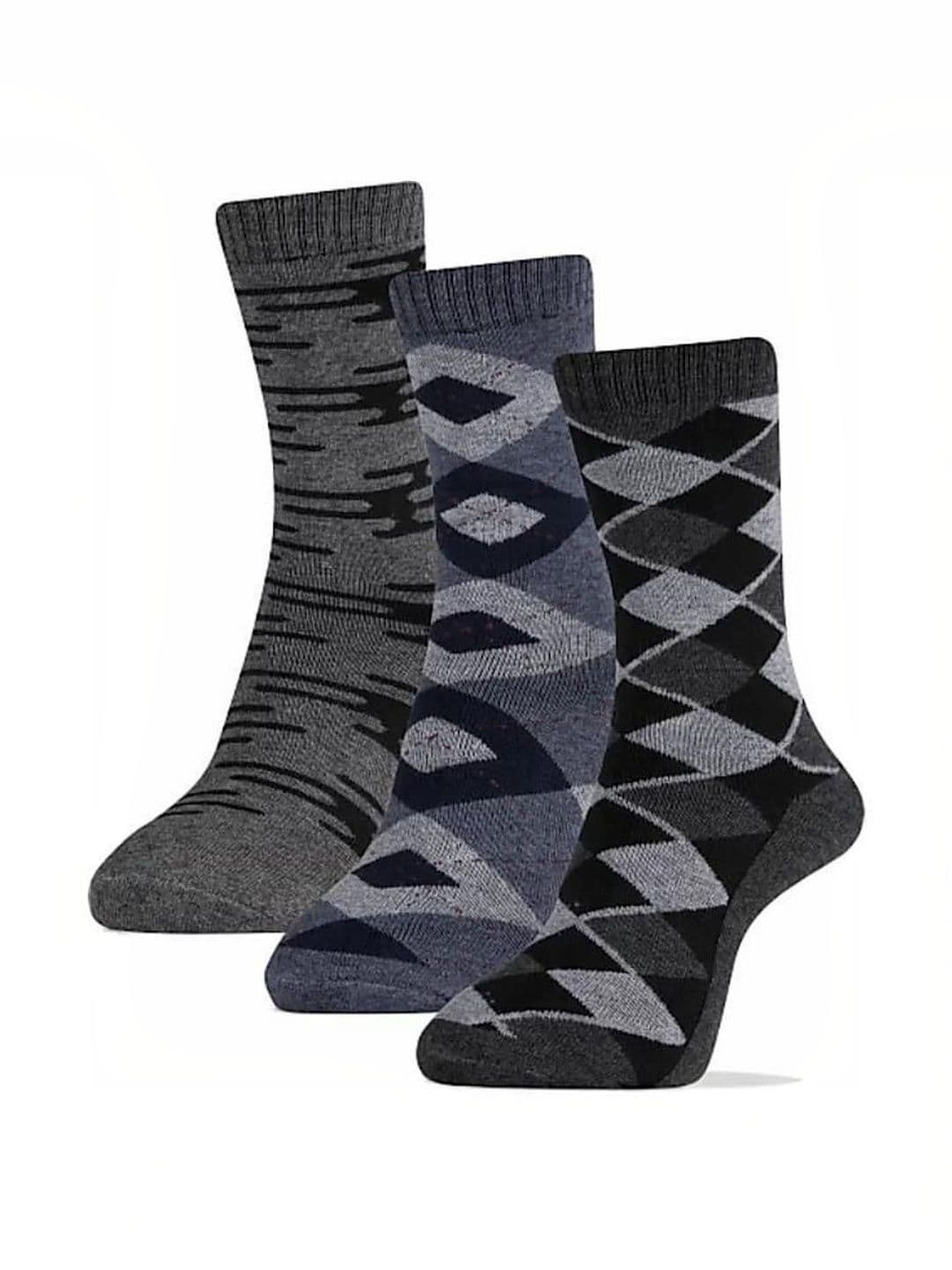 GARUN Men Pack of 3 Cotton Patterned Calf Length Socks - view 1