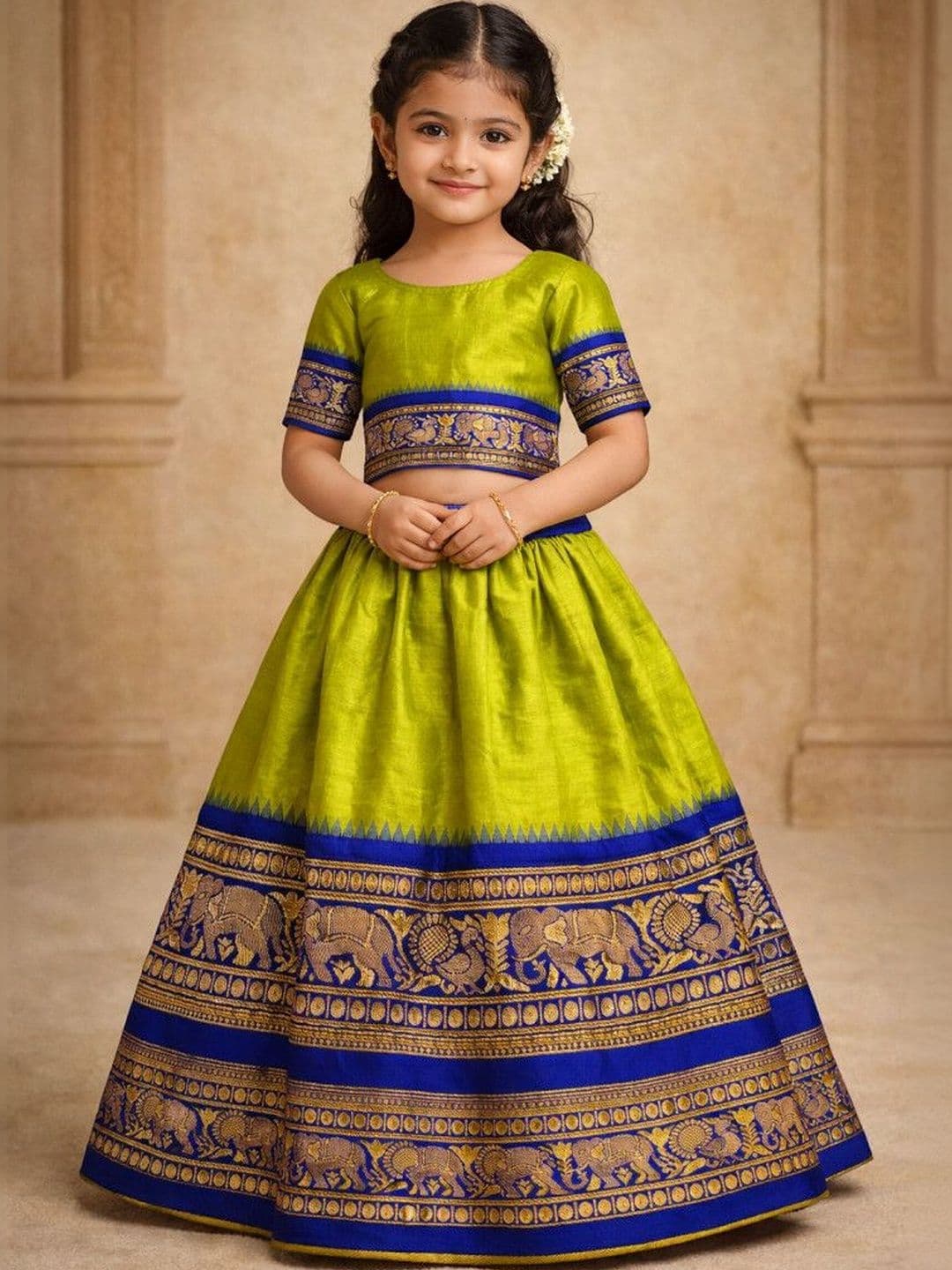 amzira Girls Eound Neck Ready to Wear Lehenga & - view 1