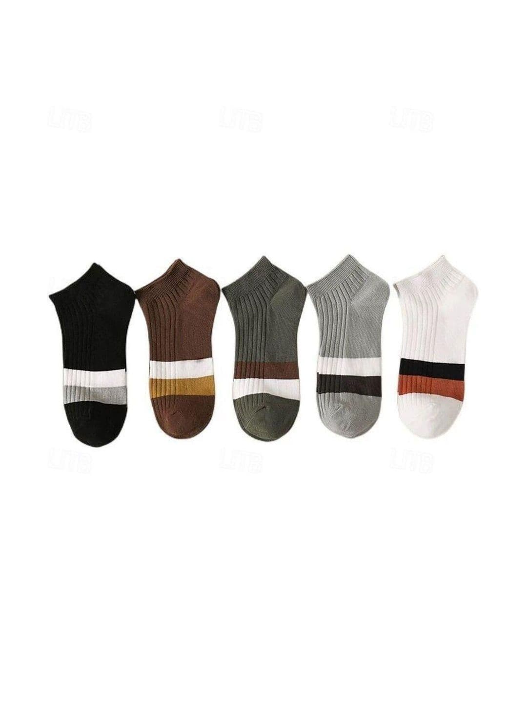 MERCEHIVE Men Pack of 5 Cotton Striped Ankle Length Socks - view 1