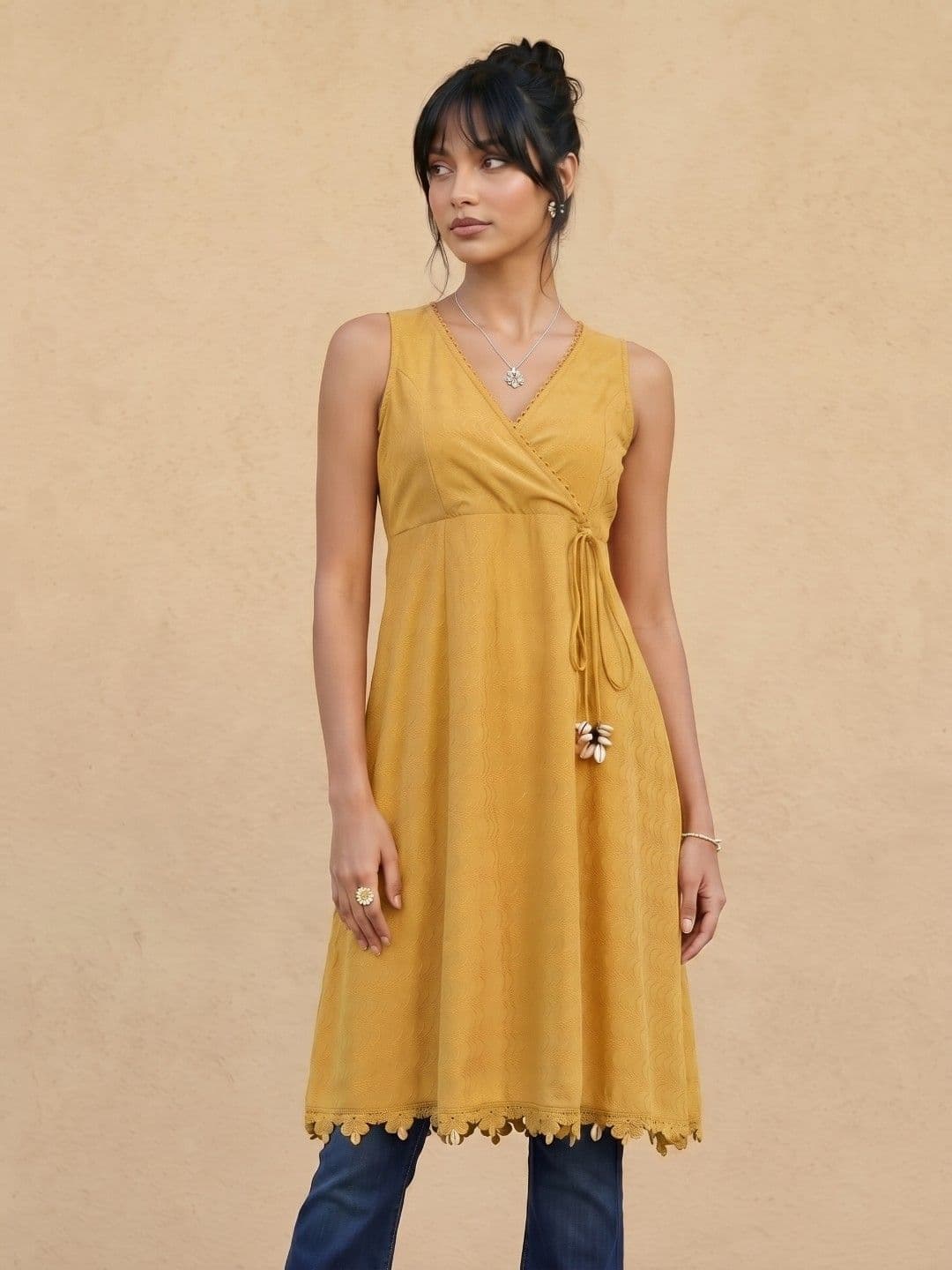 fusion by glitchez V-Neck A-Line Kurta - view 1