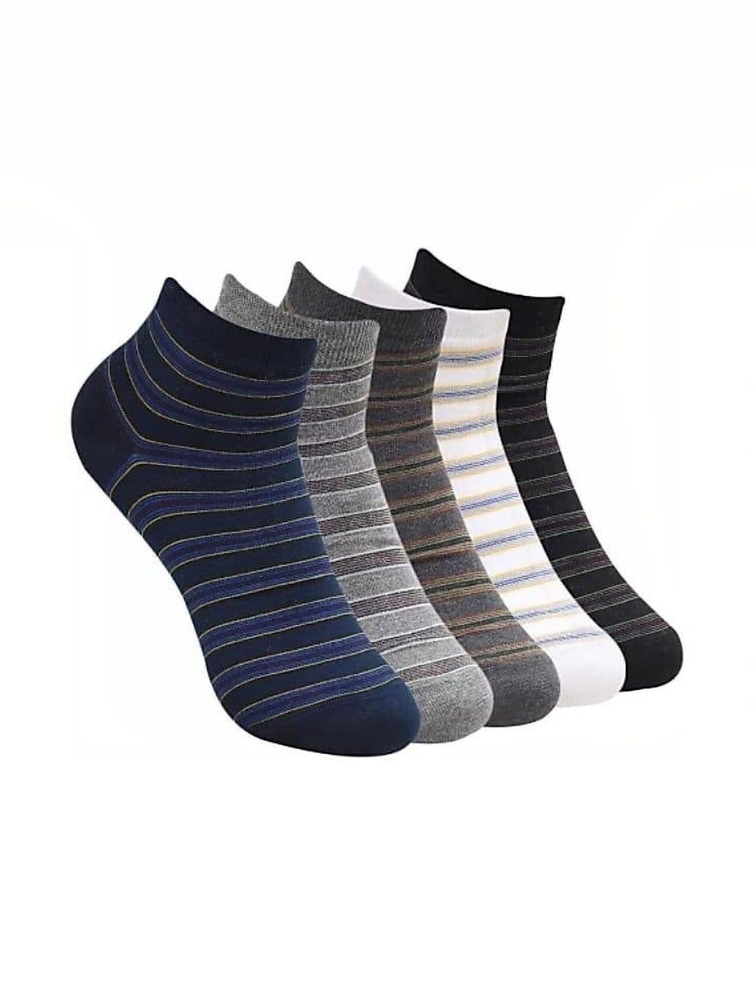 GARUN Men Pack of 5 Cotton Striped Ankle Length Socks - view 1