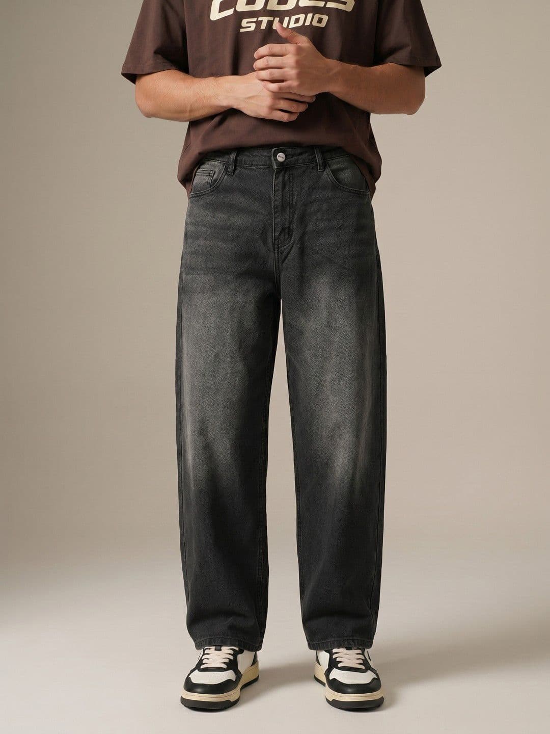 glitchez Men Korean Baggy Light Fade Stretchable Jeans