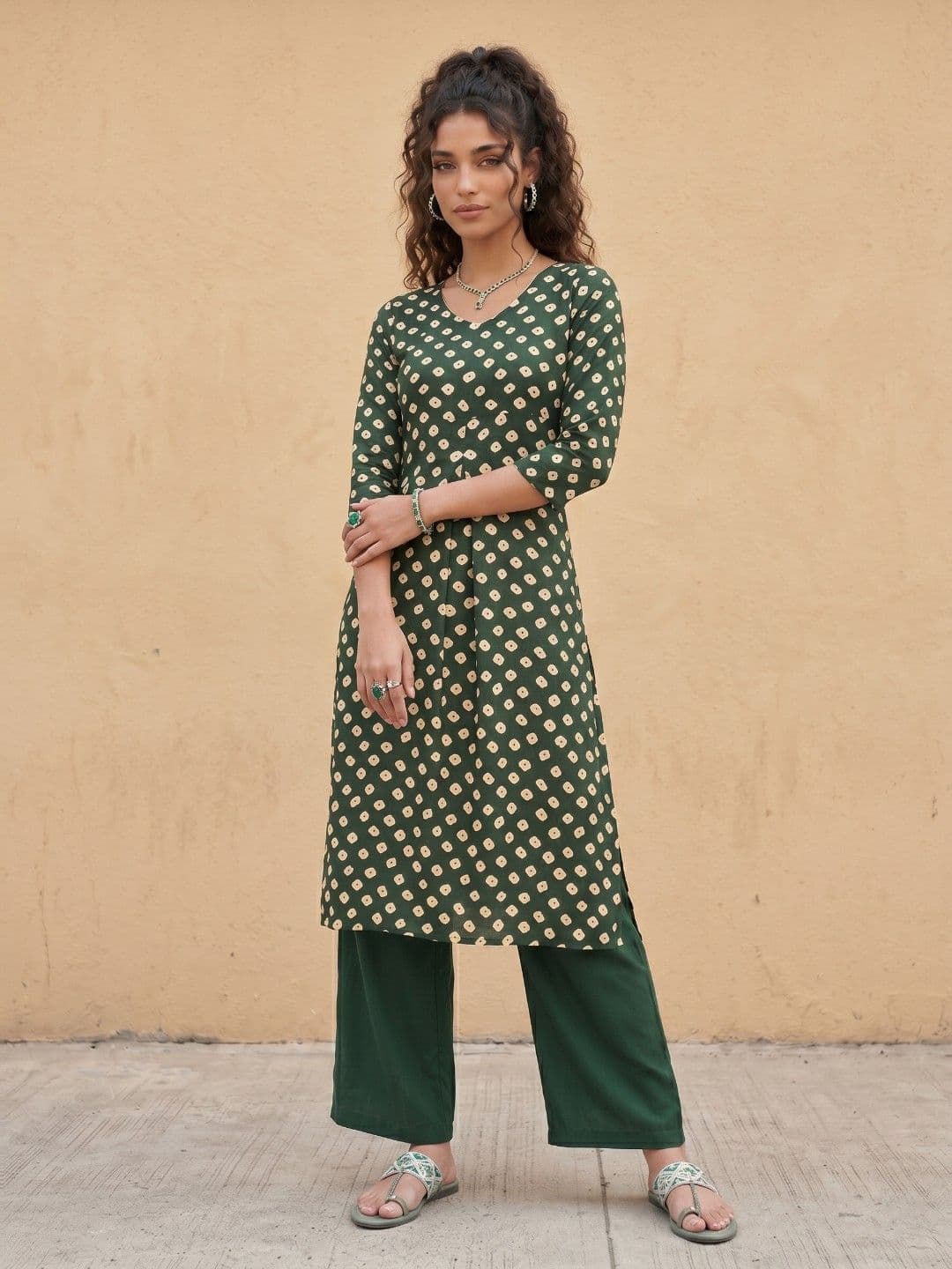 fusion by glitchez Bandhani Printed Kurta with Trousers - view 1